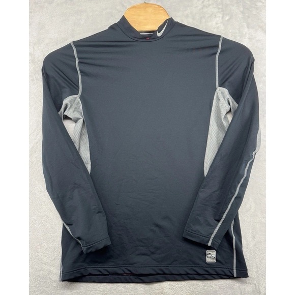 Nike Pro Combat Long Sleeve Black Shirt Compression Fitted Dri-Fit Mens L - Picture 1 of 5